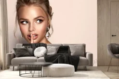 Fototapeta: Beautiful model girl with blond hair . woman with a high hairstyle