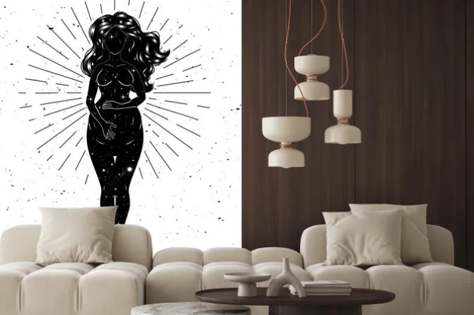 Fototapeta: Beautiful pregnant woman figure, mother goddess, esoteric theme.