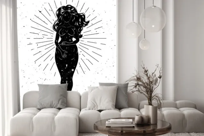 Fototapeta: Beautiful pregnant woman figure, mother goddess, esoteric theme.