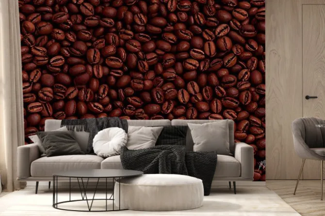 Fototapeta: Beautiful roasted brown coffee beans background. generative ai.