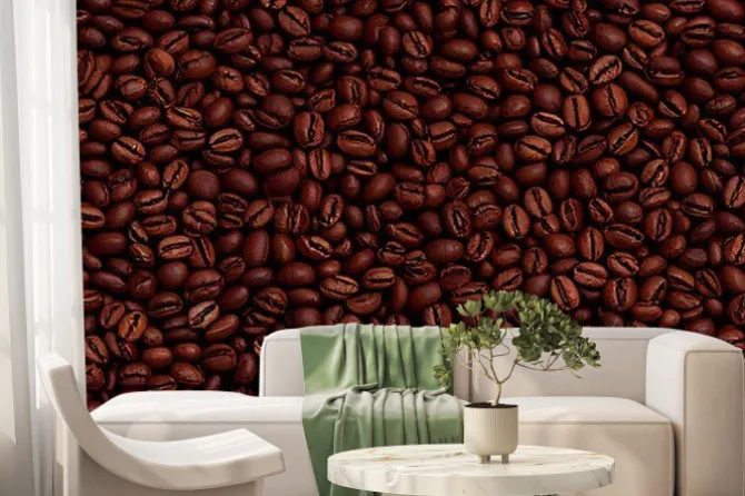 Fototapeta: Beautiful roasted brown coffee beans background. generative ai.