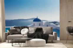 Fototapeta: Beautiful santorini greece panoramic background, travel holliday