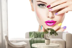 Fototapeta: Beautiful woman with colored nails