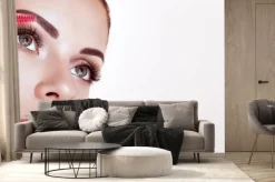 Fototapeta: Beautiful woman with extreme long false eyelashes. eyelash extensions.