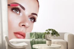 Fototapeta: Beautiful woman with extreme long false eyelashes. eyelash extensions.