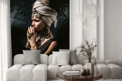 Fototapeta: Beautiful young stylish woman wearing turban outdoors portrait