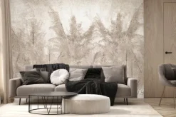 Fototapeta: Beżowa kompozycja tropikalnych liści i drzew