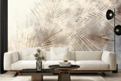 Fototapeta: Beżowe liście palmowe w stylu industrialnym