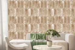 Fototapeta: Beżowe płytki ścienne w kształcie łuków