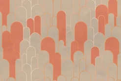 Fototapeta: Beżowo-pomarańczowe łuki ze złotym zdobieniem