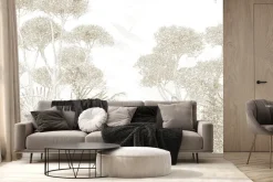 Fototapeta: Beżowy krajobraz las w stylu szkicu