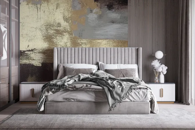 Fototapeta: Betonowa ściana ze złotym zdobieniem