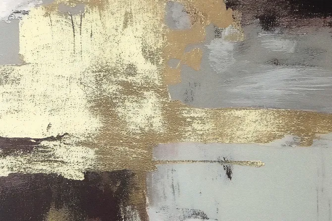 Fototapeta: Betonowa ściana ze złotym zdobieniem