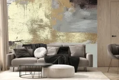 Fototapeta: Betonowa ściana ze złotym zdobieniem