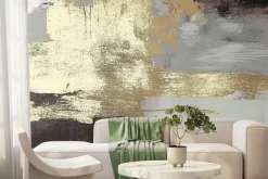 Fototapeta: Betonowa ściana ze złotym zdobieniem