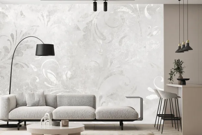 Fototapeta: Betonowe tło w szarości z ornamentami