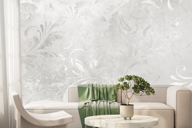 Fototapeta: Betonowe tło w szarości z ornamentami