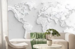 Fototapeta: Biała mapa świata 3d
