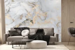 Fototapeta: Biała tekstura marmuru ze złotem nowoczesny wzór