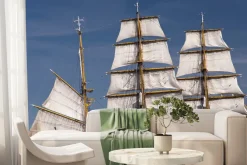 Fototapeta: Białe żagle statków na tle nieba