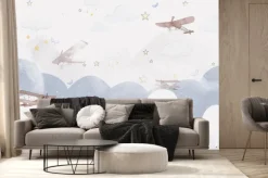 Fototapeta: Białe chmurki gwiazdki i samoloty