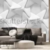 Fototapeta: Białe figury geometryczne tworzące grafikę z efektem 3d