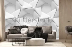 Fototapeta: Białe figury geometryczne tworzące grafikę z efektem 3d