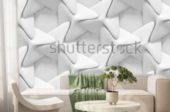 Fototapeta: Białe figury geometryczne tworzące grafikę z efektem 3d