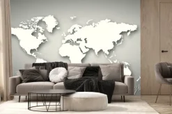 Fototapeta: Białe kontynenty na szarym tle