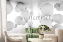 Fototapeta: Białe kule w słonecznym tunelu z efektem 3d