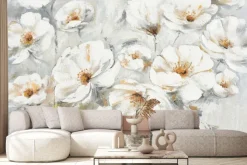 Fototapeta: Białe kwiaty malowane