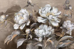 Fototapeta: Białe kwiaty na tle w stylu akwareli w stylu vintage