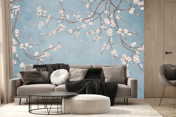 Fototapeta: Białe kwiaty wiśni na gałęziach