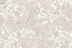 Fototapeta: Białe kwiaty z gałązkami na beżowym tle