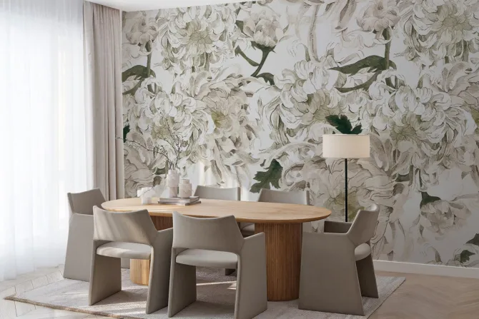 Fototapeta: Białe kwitnące kwiaty piwonii