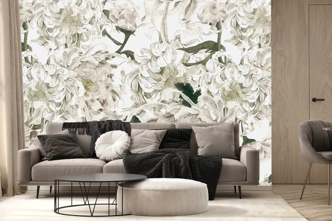 Fototapeta: Białe kwitnące kwiaty piwonii