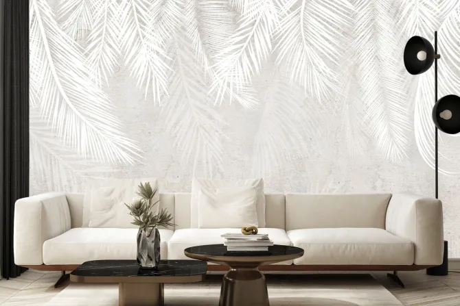 Fototapeta: Białe liście palmowe