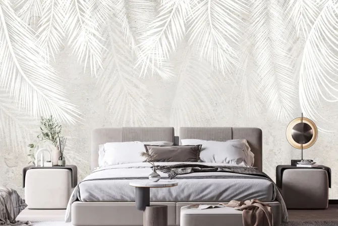 Fototapeta: Białe liście palmowe