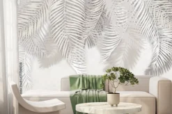 Fototapeta: Białe liście palmowe na betonie