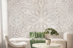 Fototapeta: Białe linie mandali na jasnym tle