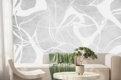 Fototapeta: Białe linie na szarym tle w stylu skandynawskim