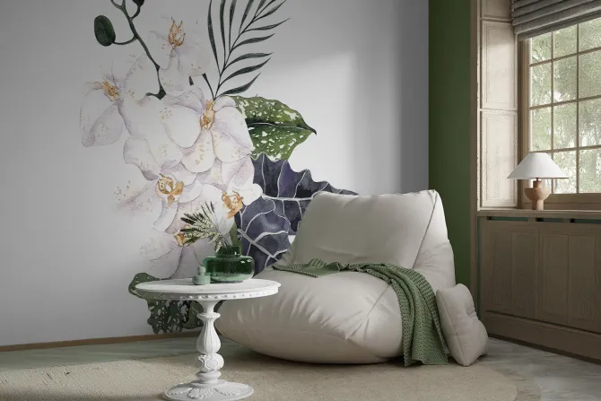 Fototapeta: Białe orchidee wśród liści