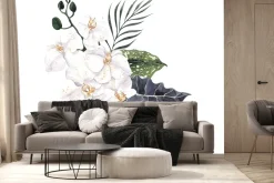 Fototapeta: Białe orchidee wśród liści