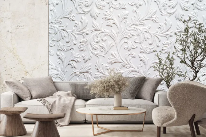 Fototapeta: Białe ornamenty efekt 3d