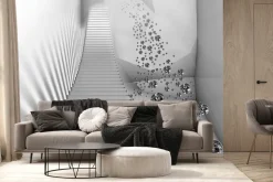 Fototapeta: Białe schody 3d wśród kamieni szlachetnych