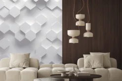 Fototapeta: Białe sześciany tworzące geometryczny wzór z efektem 3d