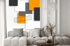 Fototapeta: Białe żółte i czarne kwadraty