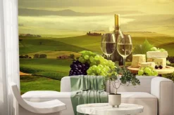 Fototapeta: Białe wino z beczki na winnicy w chianti, toskania, włochy