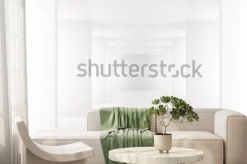 Fototapeta: Białe wnętrze z długim korytarzem w nowoczesnej przestrzeni renderuj