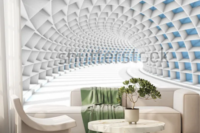 Fototapeta: Biało niebieski nowoczesny tunel